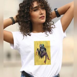 White ScreamPinup T-Shirt with Graphic Print